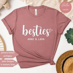 Besties T-Shirt personalisiertes Geschenk für Freundin Shirt für Schwester Geschenk Frauen Bestie T-Shirt Geburtstagsgeschenk beste Freundin Heather mauve