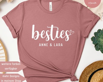 Besties T-Shirt personalisiertes Geschenk für Freundin Shirt für Schwester Geschenk Frauen Bestie T-Shirt Geburtstagsgeschenk beste Freundin