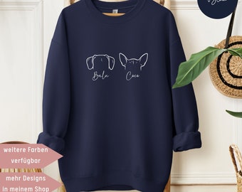 Personalisierter Pullover Hundeportrait Geschenk Hundebesitzer Hundeohren Sweatshirt Hundeliebhaber Pulli Dog Mom Sweater Dog Dad Geschenk