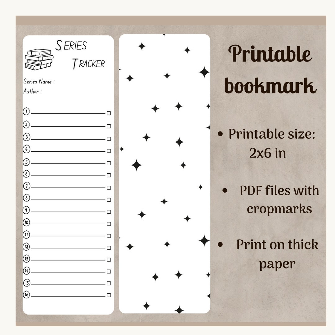 Book Series Tracker Printable Bookmark - Printable Bookmark - Digital ...