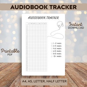 Hörbuch Tracker - Druckbare Journal Seite - Buch Journal - Digitaler Download - Leseplaner - Hörbuch Tagebuch - Lese Tracker