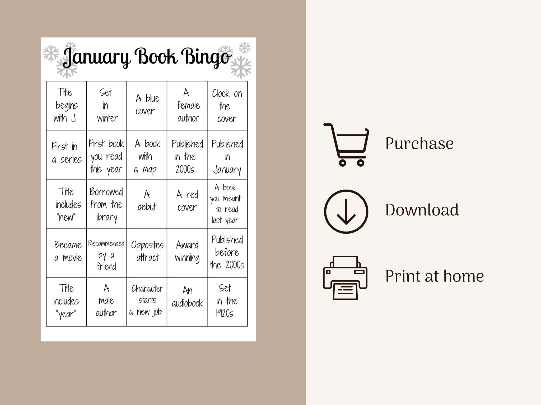 Monthly Book Bingo Reading Challenge (A4/A5 PDF) - Etsy