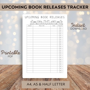 Tracker voor aankomende boekreleases - Boektracker - Leeslogboek - Afdrukbare tracker - Afdrukbare leeslijst - Directe download - Journaalpagina