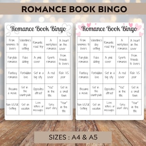 Romance book bingo - Printable book bingo - Printable Tracker - Reading Challenge - Book Challenge - Reading Journal Page - Instant download