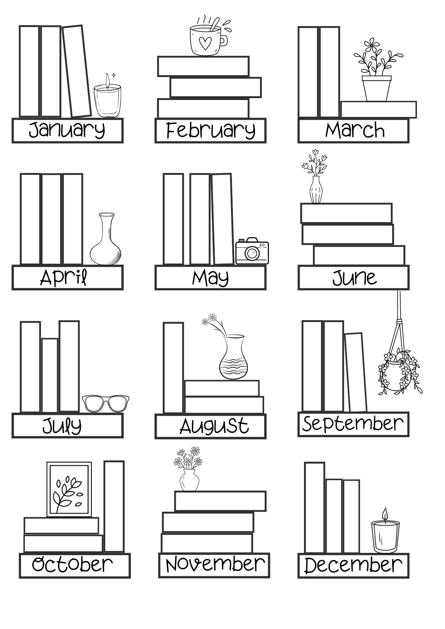 Printable Monthly Reading Challenge Tracker Book Planner PDF Book