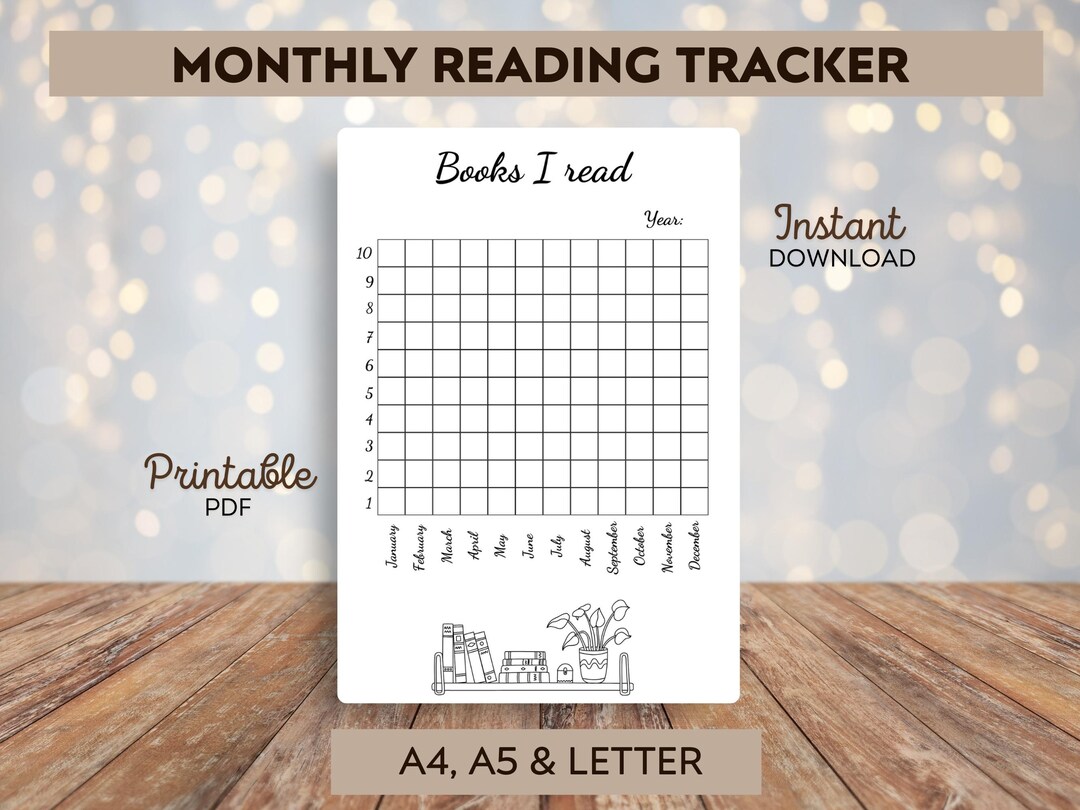 Printable Reading Tracker: Monthly & Yearly Book Journal (digital ...