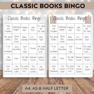 Classic Book Bingo - Printable book bingo - Printable Tracker - Reading Challenge - Book Challenge - Reading Journal Page - Instant download