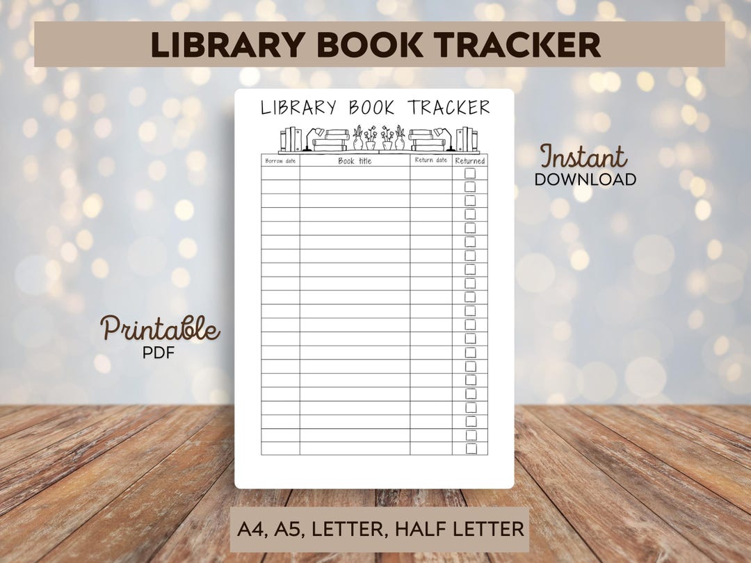 Printable Library Book Tracker – Reading Log (PDF Download) - Etsy