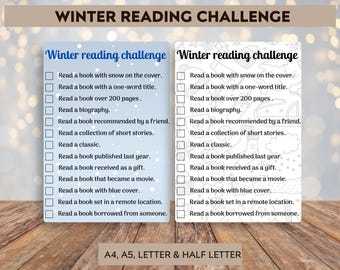 Winter Reading Challenge Printable: Book Tracker, Cozy Bookish Planner (Digital Download)