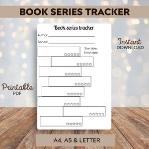 Book series tracker - Printable book series tracker - Printable template - Printable Book Journal Sheets -Reader&#39;s Journal PDF