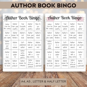 Author Book Bingo - Printable Book Bingo - Printable Tracker - Reading Challenge - Book Challenge - Reading Journal Page - Instant download