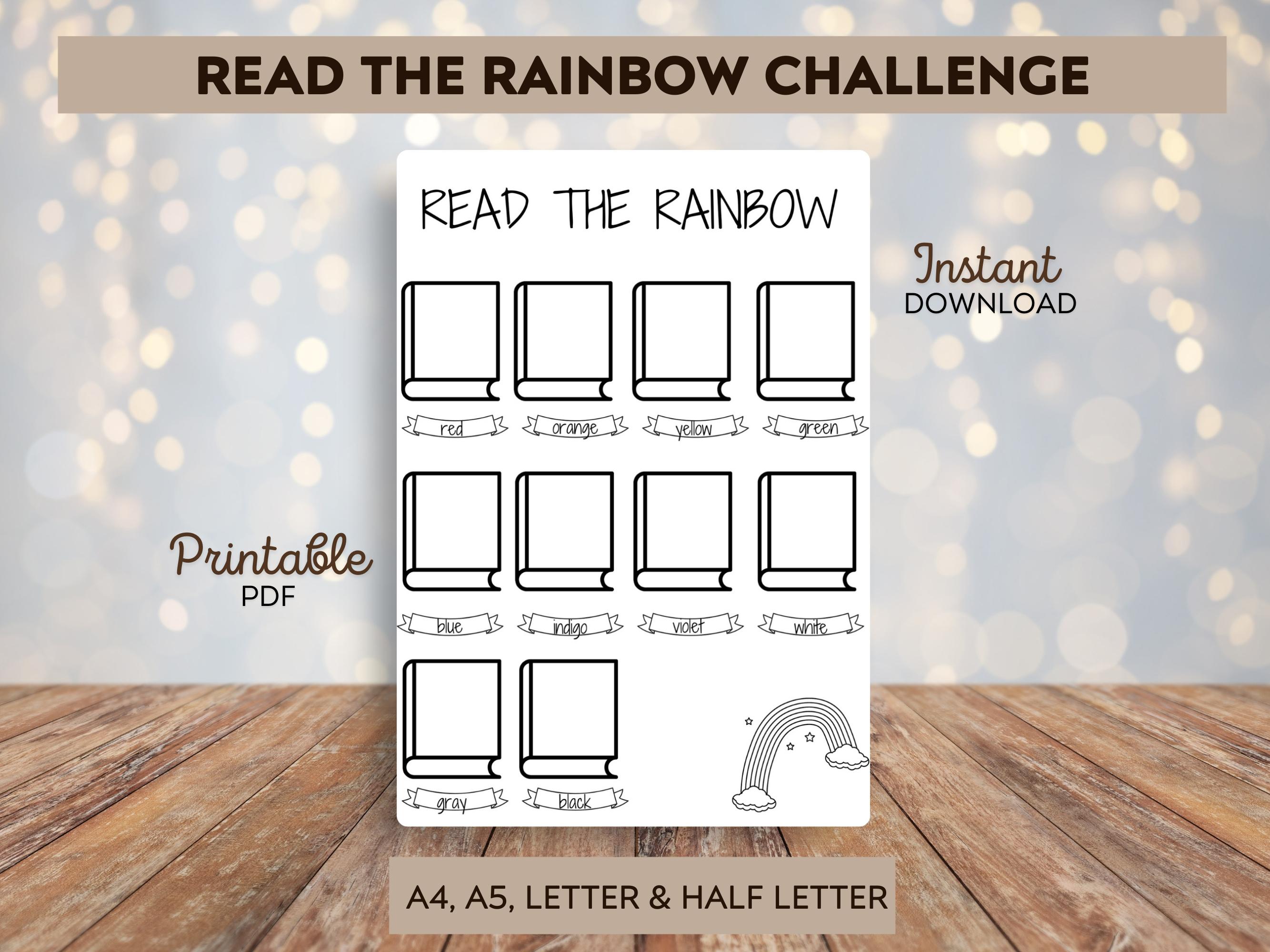 Read the Rainbow Challenge - Printable Tracker - Reading Challenge - Book Challenge - Reading Journal Page - Instant dowload - Book Tracker
