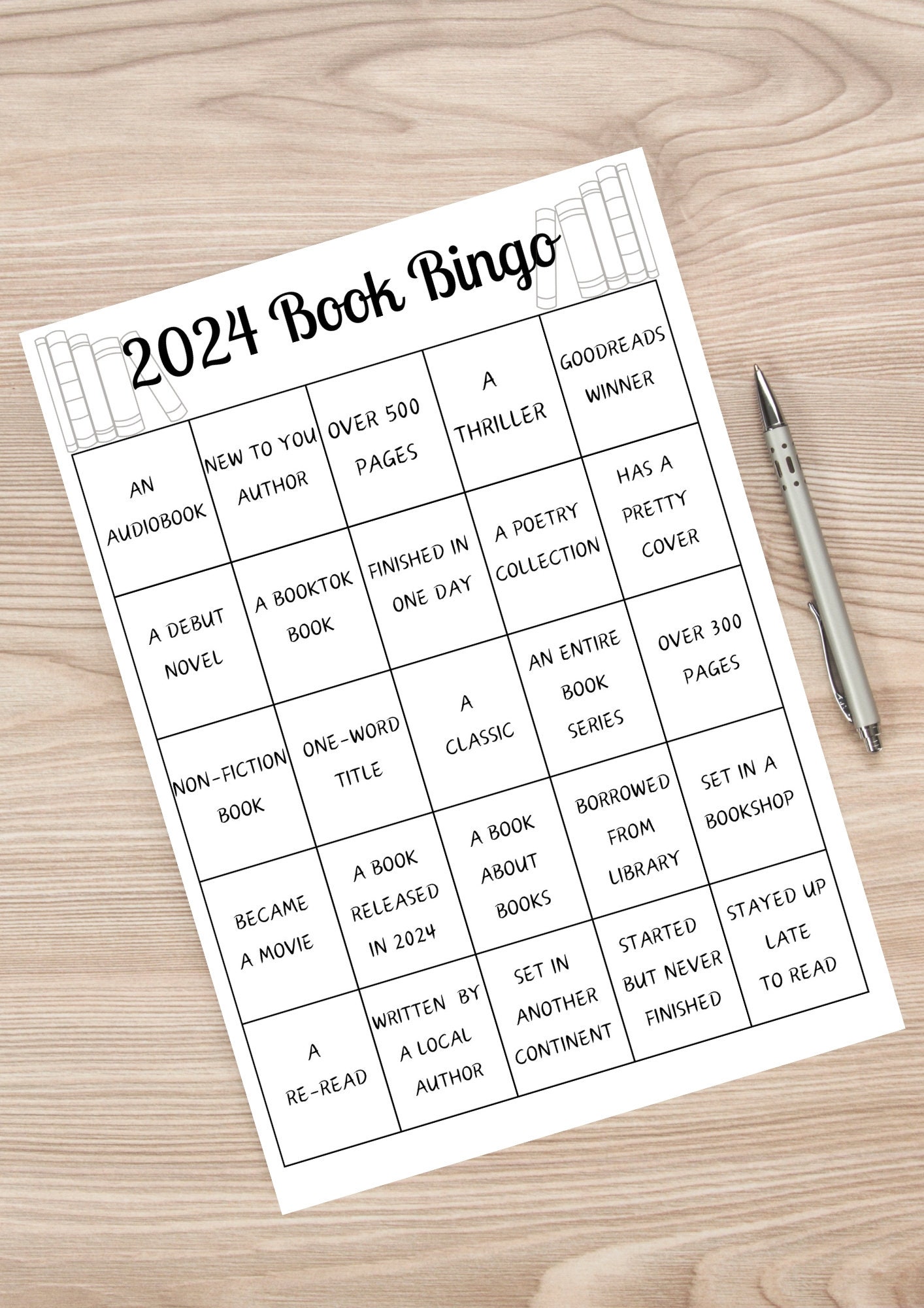 Book Bingo Printable Book Bingo Printable Tracker Reading Challenge ...