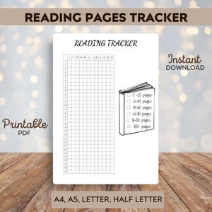 Reading Tracker - Printable Journal Page - Printable Reading Pages Tracker - Book Planner PDF - Book Journal - Reading Log - Page Tracker