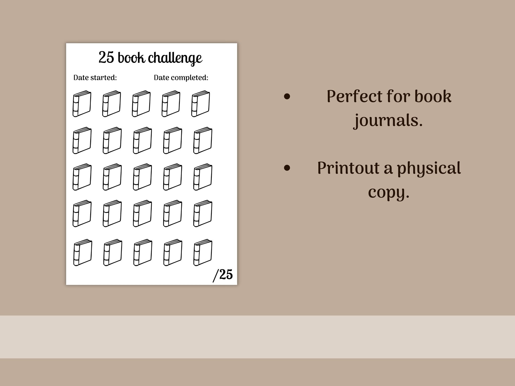 Printable 25 Book Challenge Tracker: Reading Log & Game (PDF Download ...