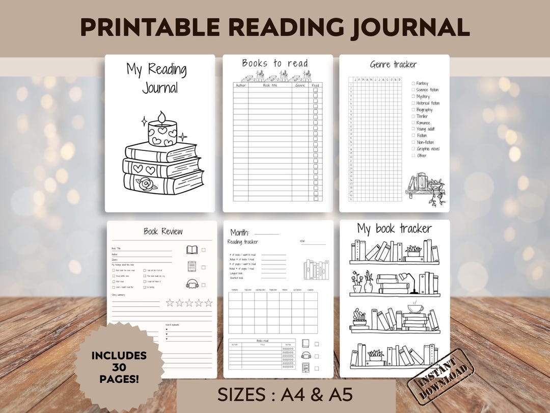 Printable Reading Journal Bundle: Book Trackers, Wishlist, Reviews ...