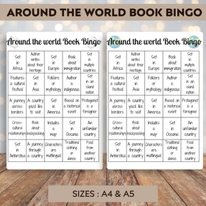 Around the world Book Bingo - Printable Book Bingo - Printable Tracker - Reading Challenge - Book Challenge - Reading Journal Page