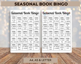 Afdrukbare seizoensboekenbingo: leesuitdaging (pdf-download, A4/A5/Letter-formaat)