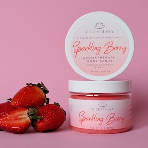 Strawberry Sensual Body Scrub, Emulsified Foaming Sugar Scrub, Exfoliating Scrub, Natural Organic Vegan Body Polish, Aromatherapy Gift