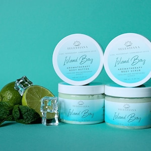 Tropische erfrischende Körperbutter und Körperpeeling, Spa-Set, natürliche Körperpeeling, veganes Peeling mit emulgiertem Zucker, Aromatherapie-Geschenk