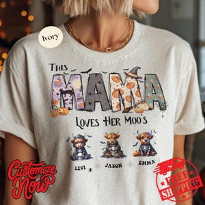 Custom Comfort Colors® Halloween Mama Shirt with Kids Name, Halloween Shirt, Spooky Mama Shirt, Personalized Mama Halloween Shirt, Spooky