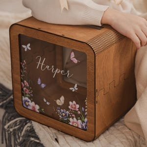 Tirelire personnalisée pour enfant, tirelire en bois, cadeau personnalisé pour enfant, cadeau de 1er anniversaire, tirelire en bois, tirelire de Quinceanera pour de l'argent