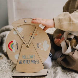 Montessori Sensory Toy, Educational Weather Wheel Game for Toddler, Nature Learning Activity Board for Preschool Kids, Spinning Toy Gift