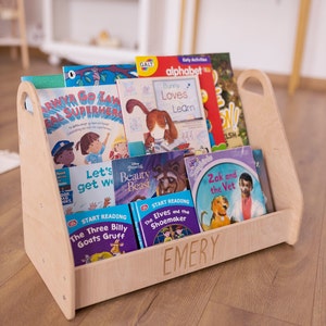 Wooden Bookshelf for Kids, Montessori Room Furniture, Custom Kids Nursery Bookcase, Playroom Decor for Toddler Book Storage