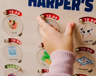 Personalized Wooden Chore Chart: Daily Task Planner for Kids