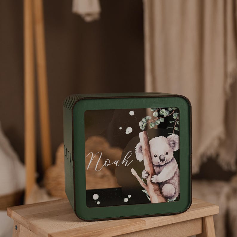 Personalized Wooden Piggy Bank: Acrylic Glass Coin Bank, Custom Name Gift image 13