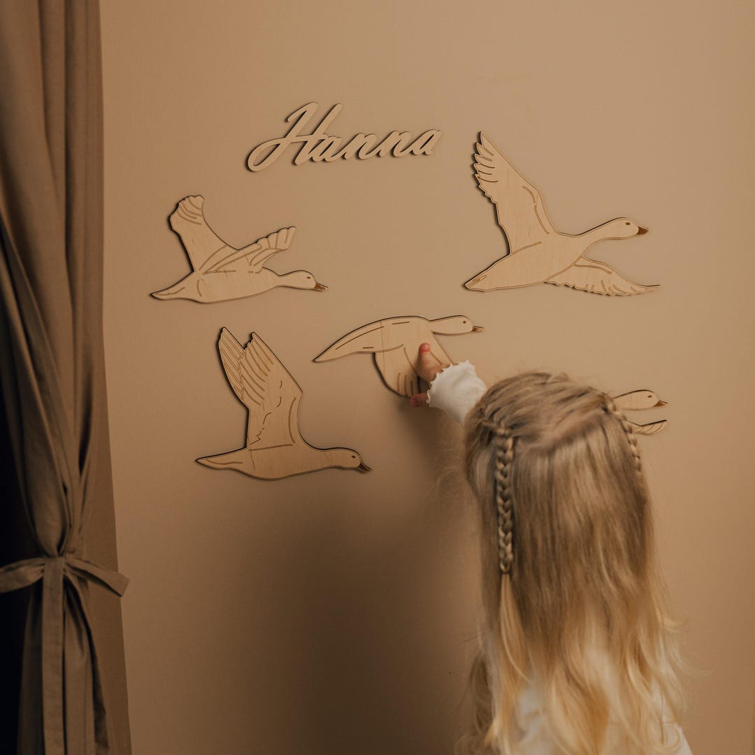 Goose Nursery Wall Decor, Baby Shower Gift, Neutral Wooden Art for ...
