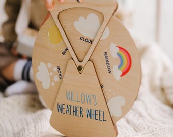 Montessori Weather Wheel: Wooden Sensory Learning Toy for Toddler
