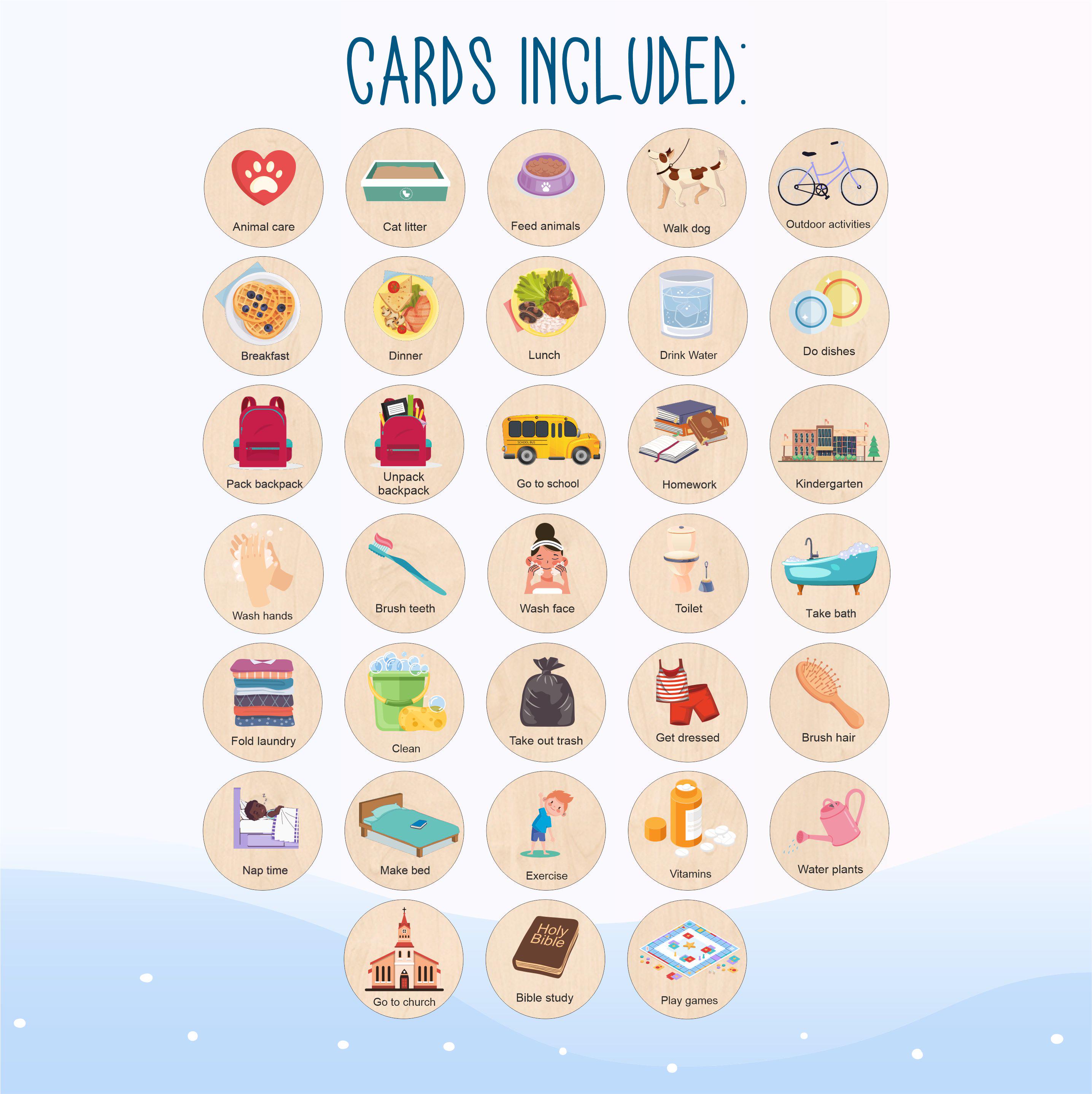 Personalized Chore Chart for Kid, Daily Responsibilities Planner for Toddler, Home Schooling Materials for Parents, Daily Task Pictures