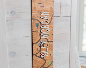 Personalized Wooden Growth Chart: Kids Height Ruler, Nursery Decor