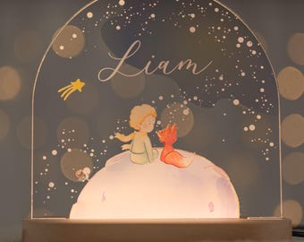 Custom Baby Night Light with Name, Toddler Bedside Lamp, Custom Baby Gift with Petit Prince, Personalized Moon Lamp for Boy