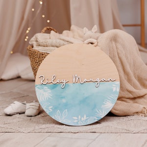 Baby Namen Schild für Kinderzimmer, Boho Kinderzimmer Wanddekoration, personalisierte Neugeborenen Namen Bekanntgabe Schild, Kinderzimmer Wandkunst für Spielzimmer