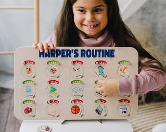 Kids Daily Routine Chart: Wooden Visual Schedule Planner for Homeschooling