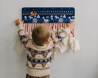 Personalized Kids Advent Calendar: Scandinavian Christmas Countdown with Fabric Bags