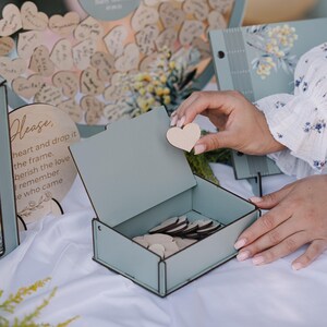 Sage Green Baby Shower Guest Book Alternative: Acrylic Circle, Wooden Hearts image 13