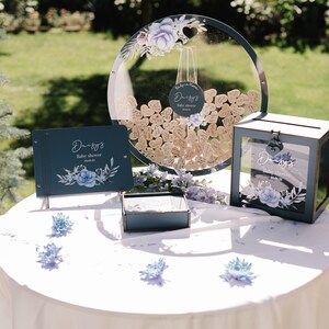 Sage Green Baby Shower Guest Book Alternative: Acrylic Circle, Wooden Hearts image 12