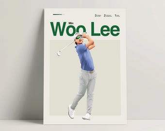 Min Woo Lee Poster, Golf Poster, Modern Golf Print, Minimalist Golf Wall Art for Office, Golf Bedroom Decor, Golf Gift Ideas