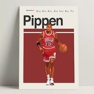 Scottie Pippen Poster, Basketball Poster, NBA Basketball Print, Basketball Wall Art for Office, Scottie Pippen Print, Basketball Gift Ideas