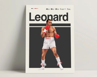 Sugar Ray Leonard Poster, Boxen Poster, modernes Boxen Poster, minimalistische Boxen Wandkunst für Büro, Boxen Schlafzimmer Dekor, Boxen Geschenkideen