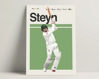 Dale Steyn Poster, Cricket Poster, South African Cricket Team Wall Art, Cricket Decor for Office, Steyn Print, IPL ICC Cricket Gift Ideas