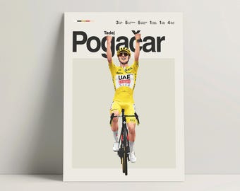 Tadej Pogacar Poster, Cycling Wall Art Print, Minimalist Pro Cyclist Sports Decor
