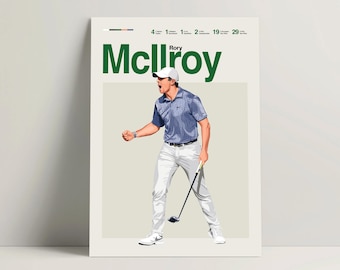 Plakat Rory McIlroy, Plakat Golfowy, Nowoczesny Wydruk Golfowy, Minimalistyczna Ścienna Sztuka Golfowa Do Biura, Dekoracja Sypialni Golfowej, Pomysły Na Prezenty Golfowe