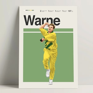 Shane Warne Poster, Cricket Poster, Australian Cricket Team Wall Art, Cricket Decor for Office, Warne Print, IPL ICC Cricket Gift Ideas