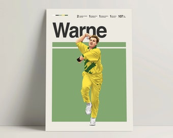 Shane Warne Poster, Cricket Poster, Australian Cricket Team Wall Art, Cricket Decor for Office, Warne Print, IPL ICC Cricket Gift Ideas