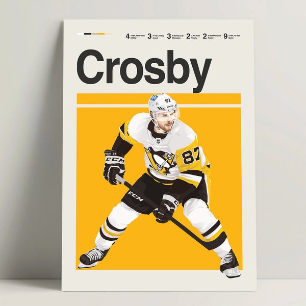 Sidney Crosby Poster, Hockey Poster, Modern Hockey Print, Minimalist NHL Hockey Wall Art for Office, Hockey Bedroom Decor, Hockey Gift Ideas