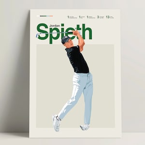 Jordan Spieth Poster, Golf Poster, Modern Golf Print, Minimalist Golf Wall Art for Office, Golf Bedroom Decor, Golf Gift Ideas